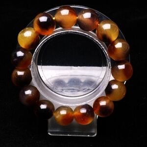 13.6mm Natural Ametrine Purple Yellow Quartz Round Gemstone Beaded Bracelet